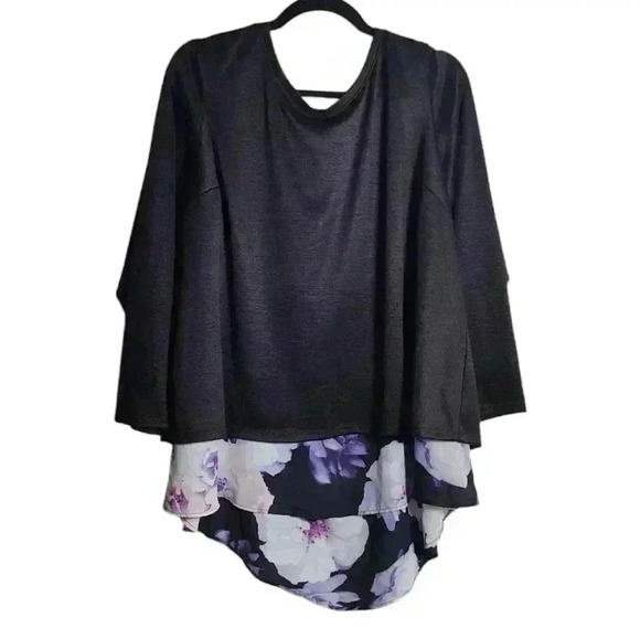 ROZ & ALI Dressbarn Floral and Black Blouse Size 2X - Picture 1 of 16